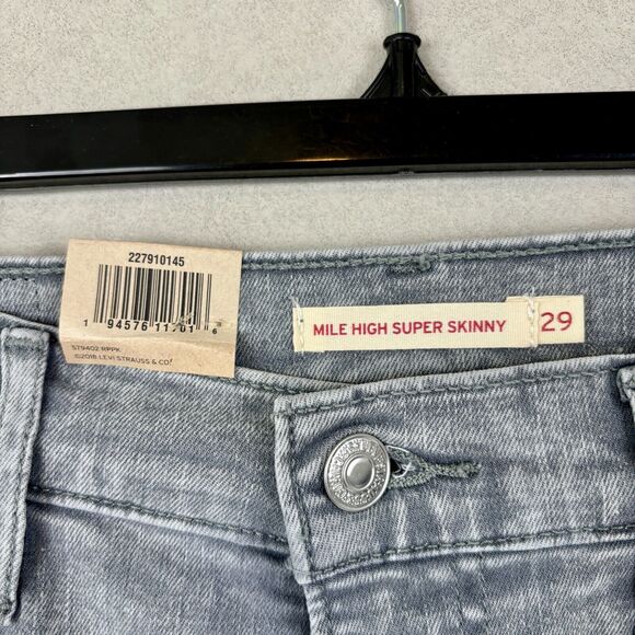 Levi's Mile High Super Skinny Women's Grey Jeans Size 8 Medium W29 L30 - Picture 4 of 8